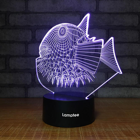 Image of Animal Puffer fish 3D Illusion Lamp Night Light 3DL1457
