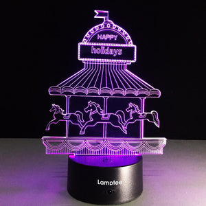 Building Romantic Carousel 3D Illusion Lamp Night Light 3DL147