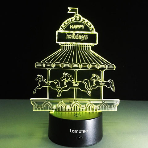 Image of Building Romantic Carousel 3D Illusion Lamp Night Light 3DL147