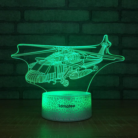 Image of Crack Lighting Base Traffic Helicopter 3D Illusion Lamp Night Light 3DL1481