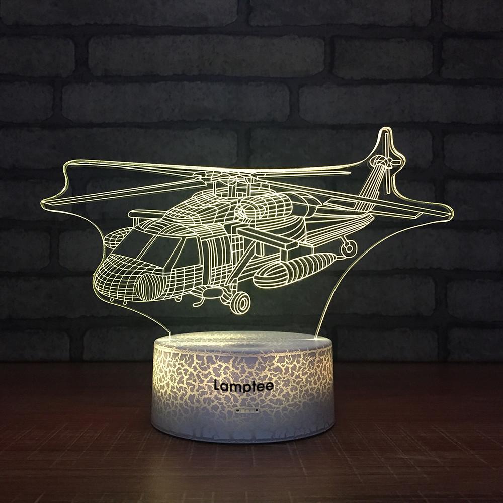 Crack Lighting Base Traffic Helicopter 3D Illusion Lamp Night Light 3DL1481