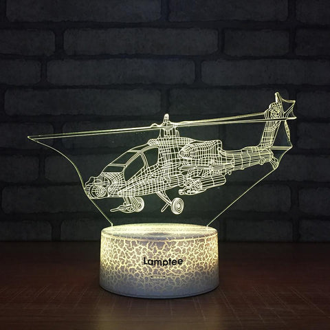 Image of Crack Lighting Base Traffic Helicopter 3D Illusion Lamp Night Light 3DL1482
