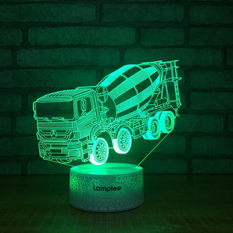 Image of Crack Lighting Base Traffic Mixer Vehicle 3D Illusion Lamp Night Light 3DL1486