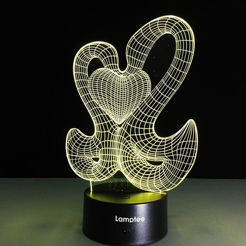 Image of Festival Romantic Double Swan Love Shape 3D Illusion Lamp Night Light 3DL149