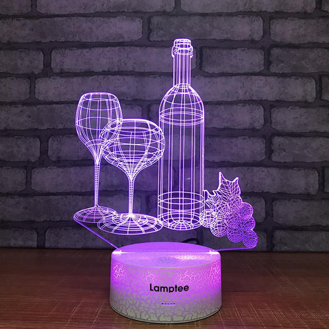 Image of Crack Lighting Base Other Wine Cups 3D Illusion Lamp Night Light 3DL1502