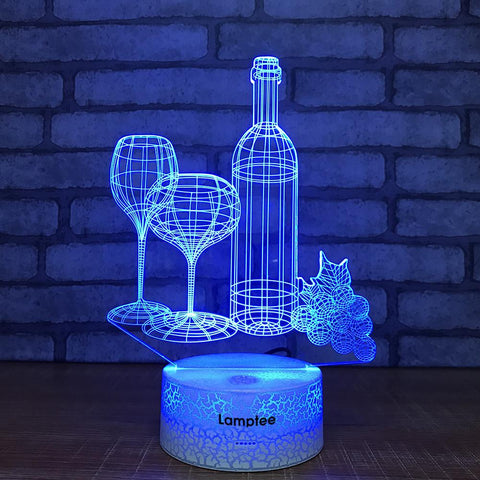 Image of Crack Lighting Base Other Wine Cups 3D Illusion Lamp Night Light 3DL1502
