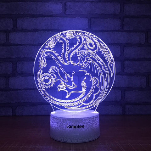 Image of Crack Lighting Base Animal Hydreigon 3D Illusion Lamp Night Light 3DL1509