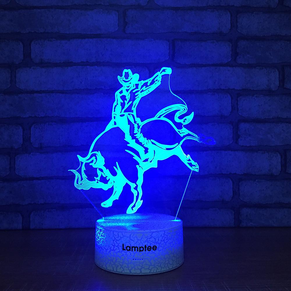 Crack Lighting Base Animal Spanish bullfight Figure 3D Illusion Lamp Night Light 3DL1510