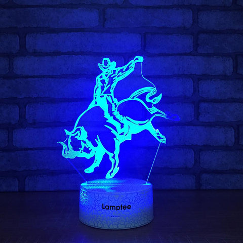 Image of Crack Lighting Base Animal Spanish bullfight Figure 3D Illusion Lamp Night Light 3DL1510