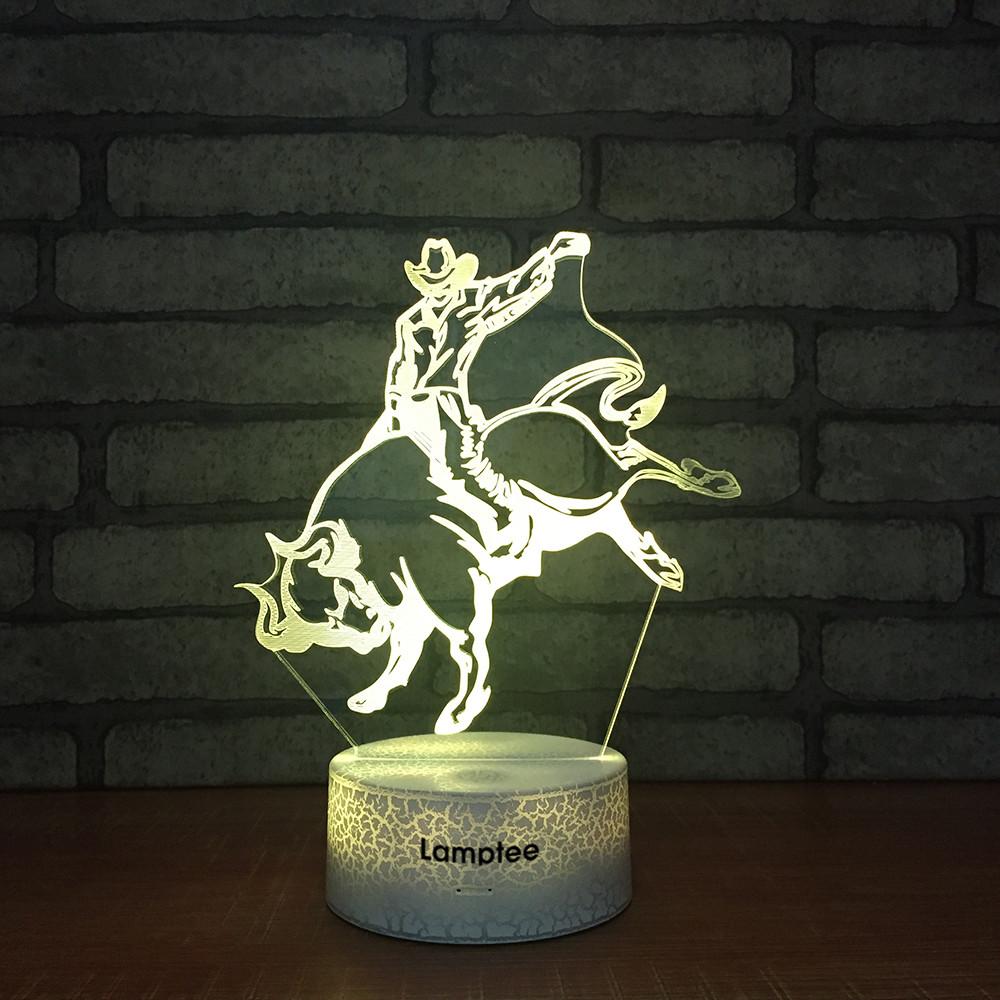 Crack Lighting Base Animal Spanish bullfight Figure 3D Illusion Lamp Night Light 3DL1510