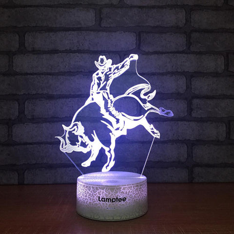 Image of Crack Lighting Base Animal Spanish bullfight Figure 3D Illusion Lamp Night Light 3DL1510