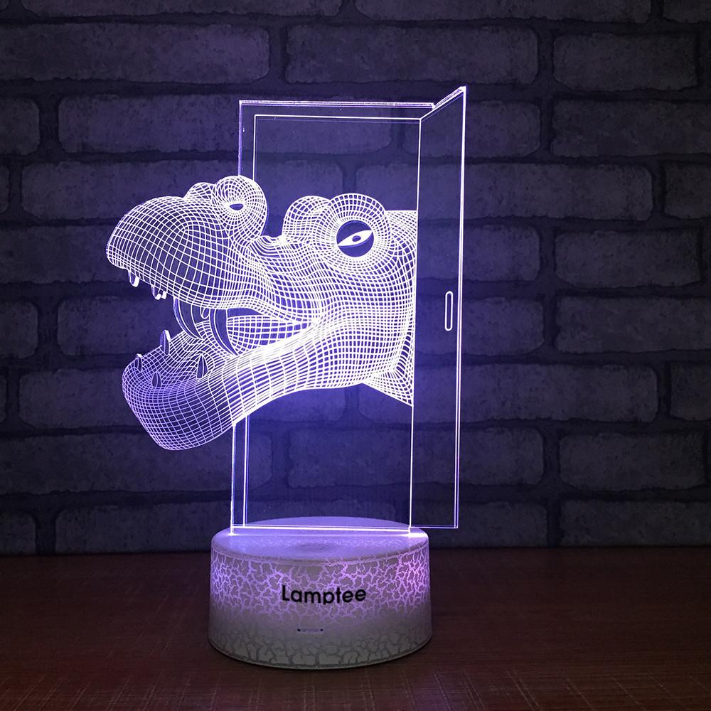 Crack Lighting Base Animal Dinosaur Through the Door 3D Illusion Night Light Lamp 3DL1512