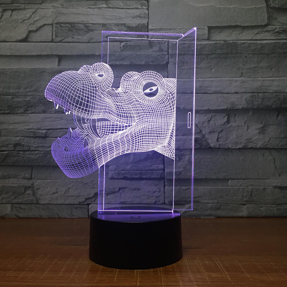 Animal Dinosaur Through the Door 3D Illusion Night Light Lamp 3DL1512