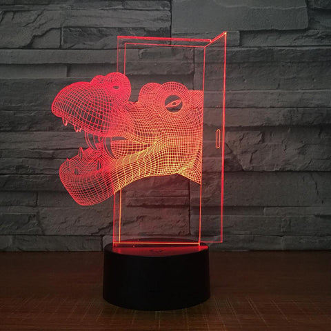 Image of Animal Dinosaur Through the Door 3D Illusion Night Light Lamp 3DL1512