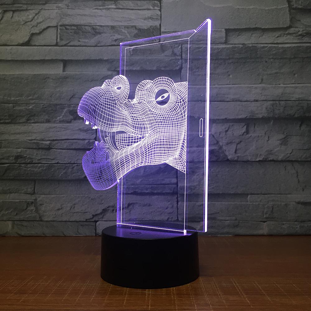 Animal Dinosaur Through the Door 3D Illusion Night Light Lamp 3DL1512