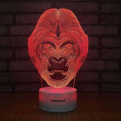Image of Crack Lighting Base Animal Gorilla Face 3D Illusion Lamp Night Light 3DL1513