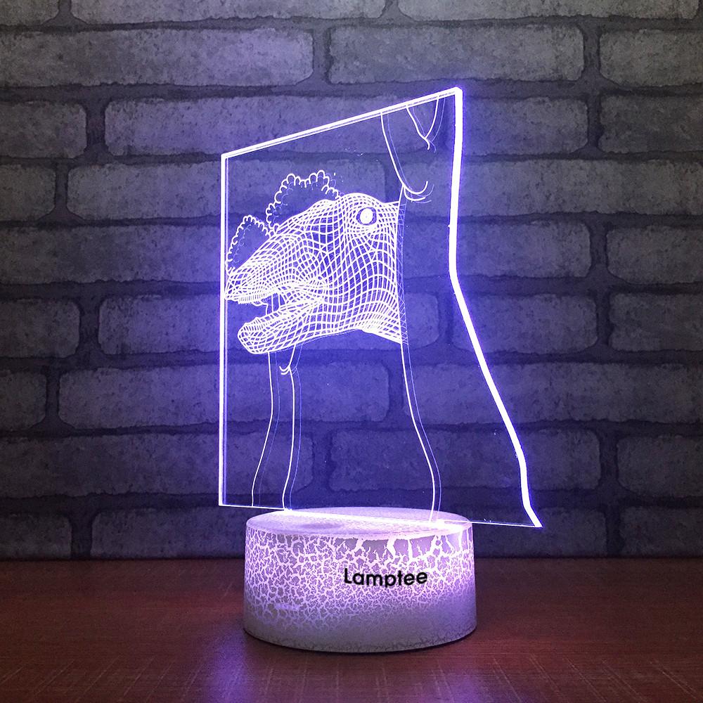 Crack Lighting Base Animal Dinosaur Head 3D Illusion Night Light Lamp 3DL1516