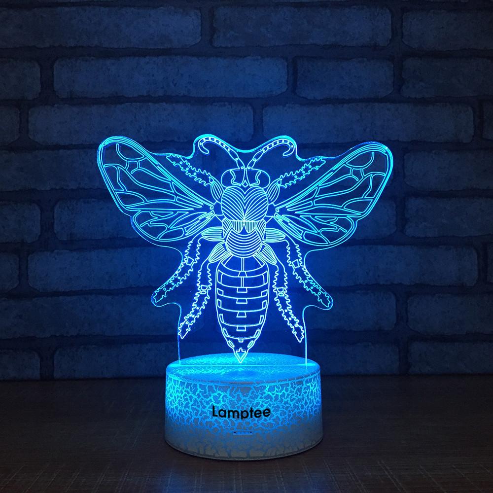 Crack Lighting Base Animal Bee 3D Illusion Lamp Night Light 3DL1518