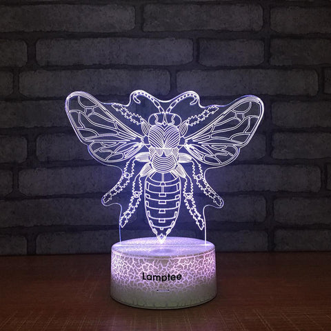 Image of Crack Lighting Base Animal Bee 3D Illusion Lamp Night Light 3DL1518
