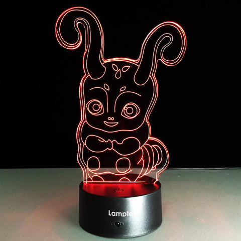 Image of Animal Cute Cartoon Caterpillar 3D Illusion Night Light Lamp 3DL152