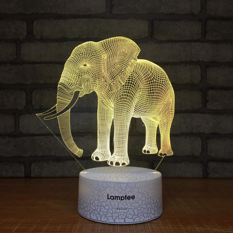 Image of Crack Lighting Base Animal Africa Elephant 3D Illusion Lamp Night Light 3DL1520