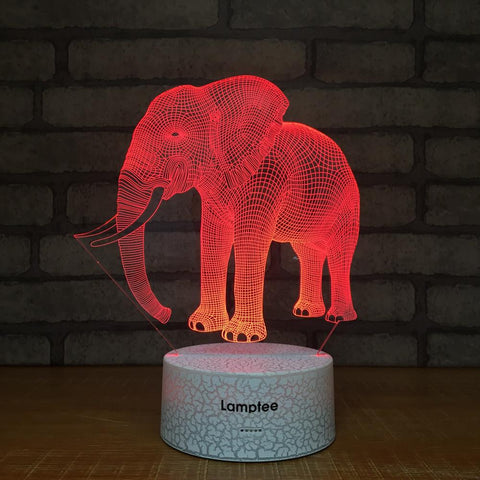 Crack Lighting Base Animal Africa Elephant 3D Illusion Lamp Night Light 3DL1520