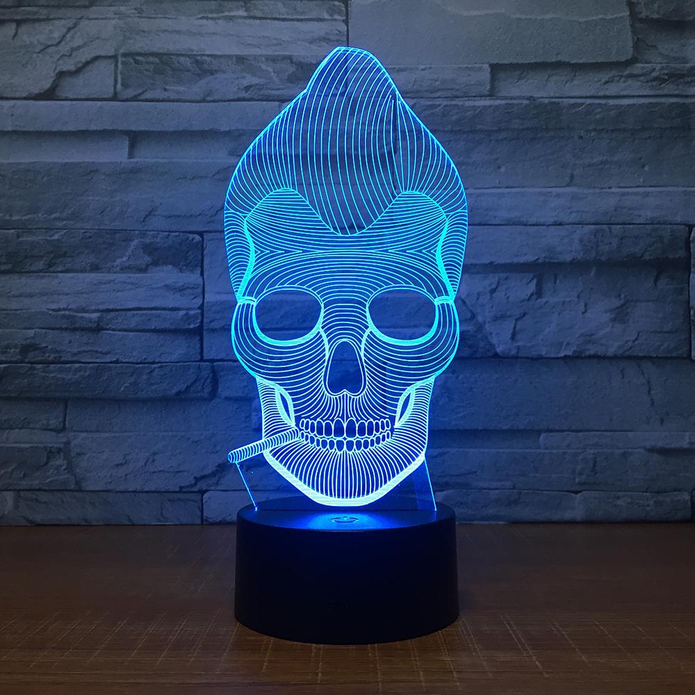 Art Somking Skeleton 3D Illusion Lamp Night Light 3DL1522