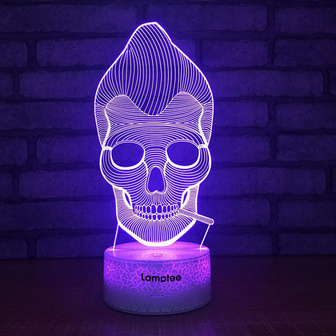 Image of Crack Lighting Base Art Somking Skeleton 3D Illusion Lamp Night Light 3DL1522