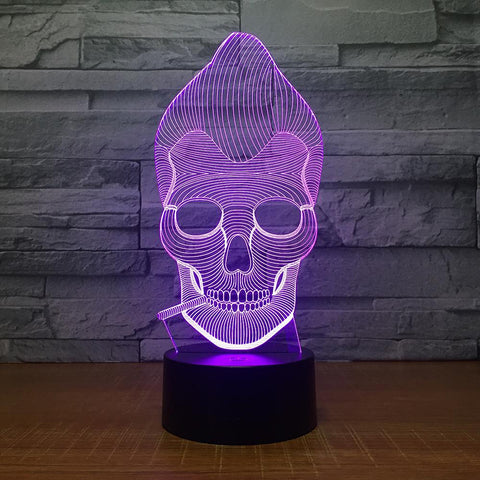 Image of Art Somking Skeleton 3D Illusion Lamp Night Light 3DL1522
