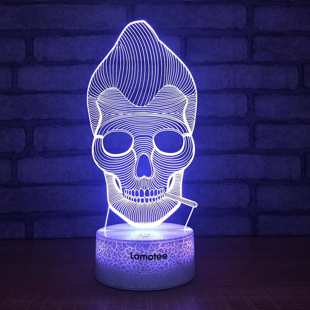 Crack Lighting Base Art Somking Skeleton 3D Illusion Lamp Night Light 3DL1522