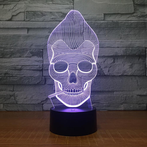 Image of Art Somking Skeleton 3D Illusion Lamp Night Light 3DL1522