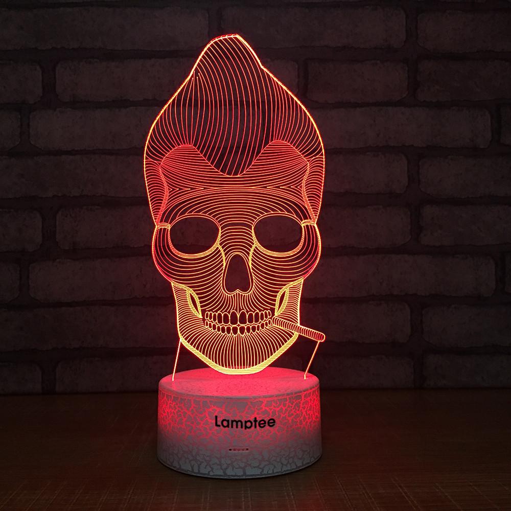 Crack Lighting Base Art Somking Skeleton 3D Illusion Lamp Night Light 3DL1522
