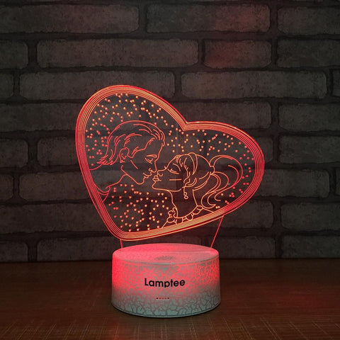 Image of Crack Lighting Base Festival Lover Kissing Love Heart 3D Illusion Lamp Night Light 3DL1525