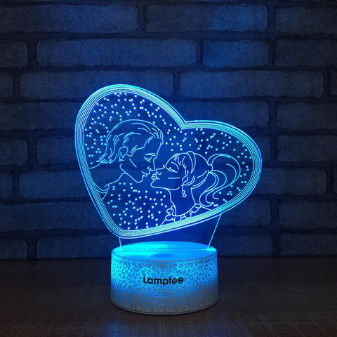 Image of Crack Lighting Base Festival Lover Kissing Love Heart 3D Illusion Lamp Night Light 3DL1525