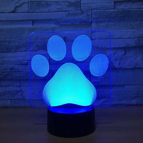 Image of Art Dog Paw 3D Illusion Lamp Night Light 3DL1528