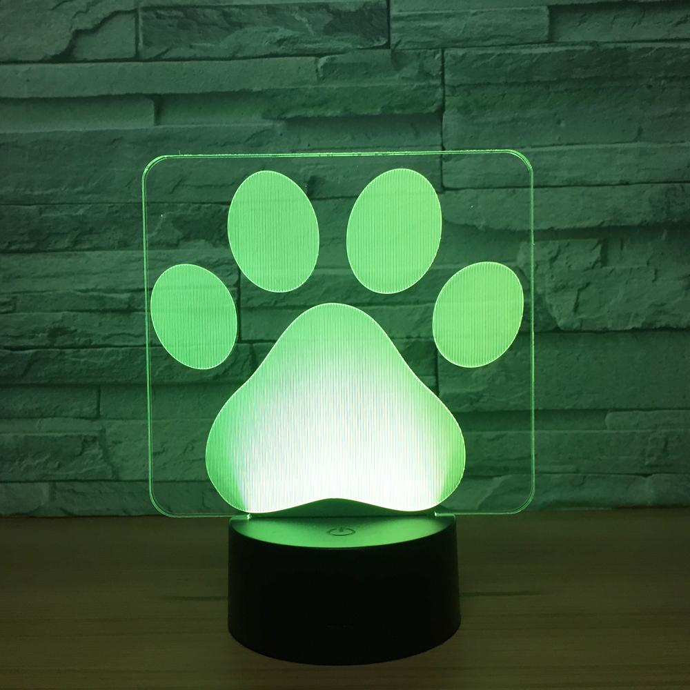 Art Dog Paw 3D Illusion Lamp Night Light 3DL1528
