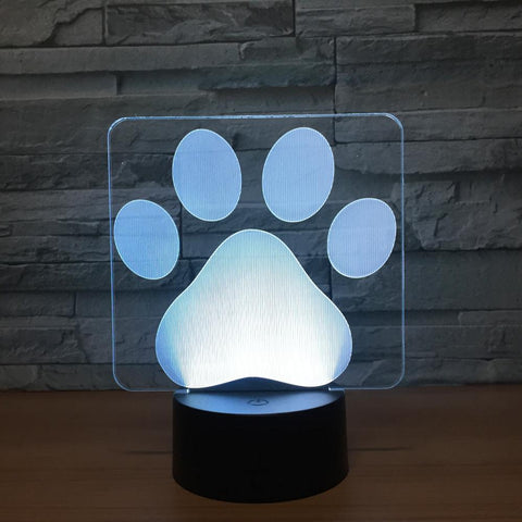 Image of Art Dog Paw 3D Illusion Lamp Night Light 3DL1528