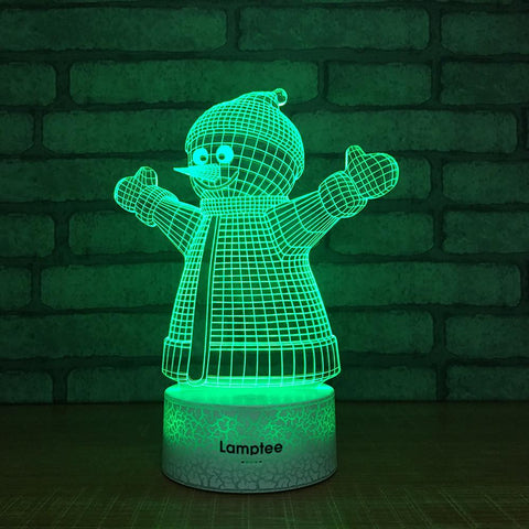 Image of Crack Lighting Base Festival Cute Christmas Snowman 3D Illusion Lamp Night Light 3DL153