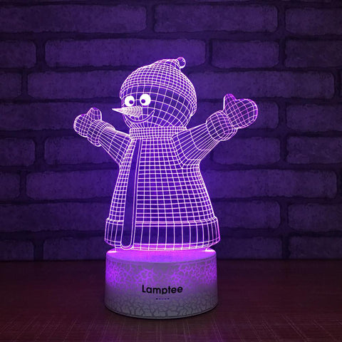 Image of Crack Lighting Base Festival Cute Christmas Snowman 3D Illusion Lamp Night Light 3DL153