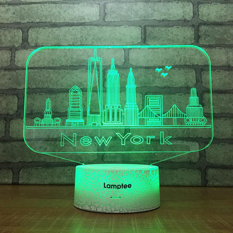 Image of Crack Lighting Base Building New York City 3D Illusion Lamp Night Light 3DL1536