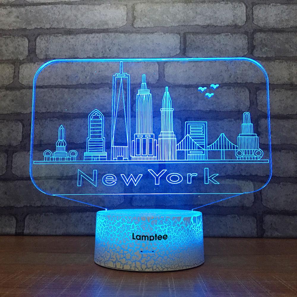 Crack Lighting Base Building New York City 3D Illusion Lamp Night Light 3DL1536