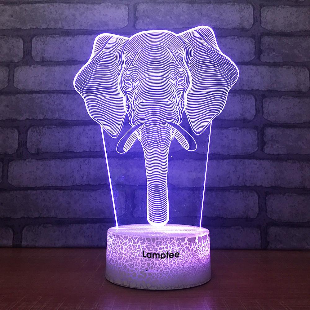Crack Lighting Base Animal Walrus Head 3D Illusion Night Light Lamp 3DL1537