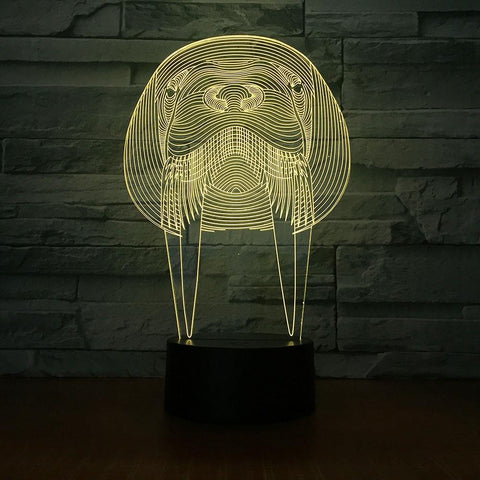 Image of Animal Walrus Head 3D Illusion Night Light Lamp 3DL1537