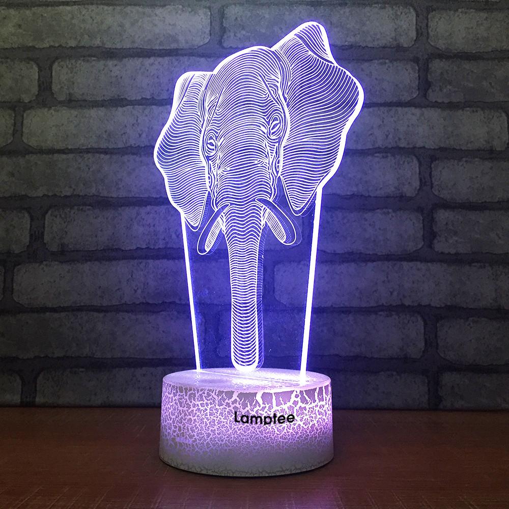 Crack Lighting Base Animal Walrus Head 3D Illusion Night Light Lamp 3DL1537