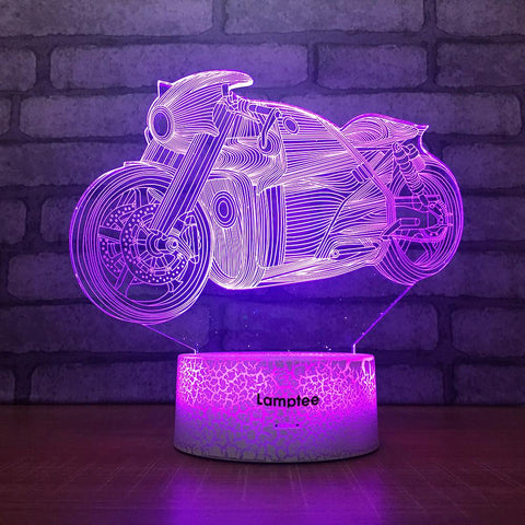 Image of Crack Lighting Base Traffic Heavy Motorcycle 3D Illusion Lamp Night Light 3DL1542