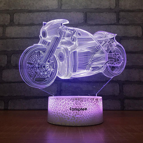 Image of Crack Lighting Base Traffic Heavy Motorcycle 3D Illusion Lamp Night Light 3DL1542