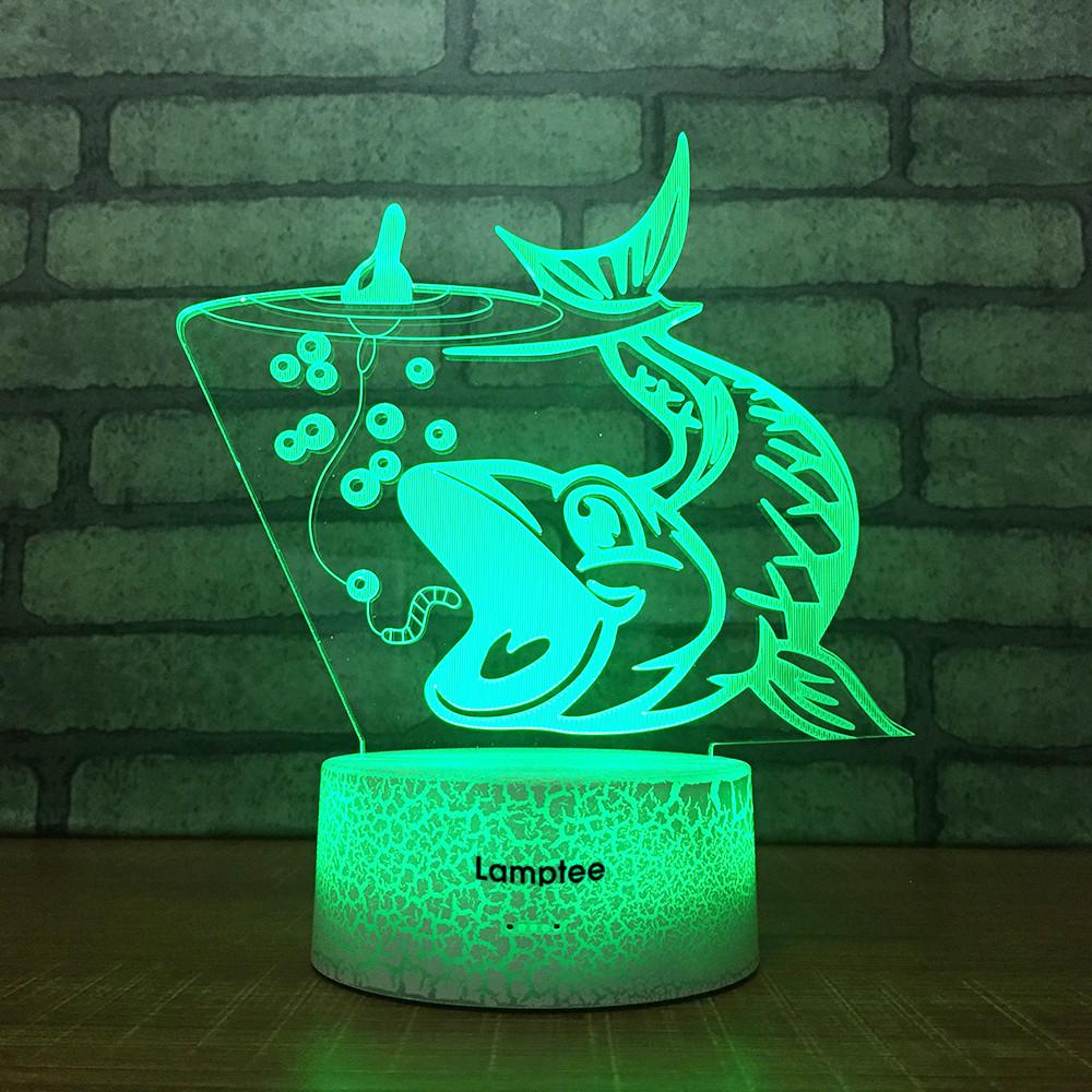 Crack Lighting Base Animal Fish Trap 3D Illusion Night Light Lamp 3DL1545