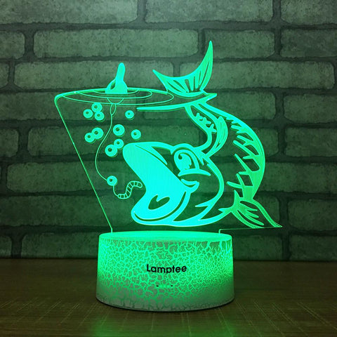 Image of Crack Lighting Base Animal Fish Trap 3D Illusion Night Light Lamp 3DL1545