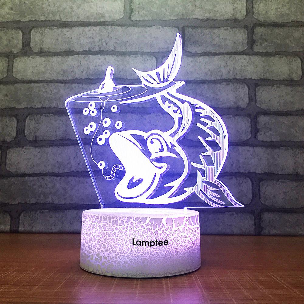Crack Lighting Base Animal Fish Trap 3D Illusion Night Light Lamp 3DL1545
