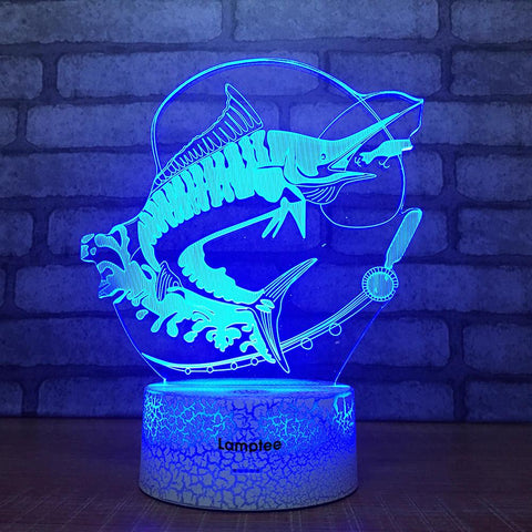 Image of Crack Lighting Base Animal Swordfish Creative 3D Illusion Lamp Night Light 3DL1546